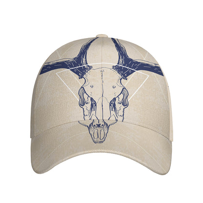 Vintage Deer Skull Print Baseball Cap