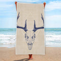Vintage Deer Skull Print Beach Towel