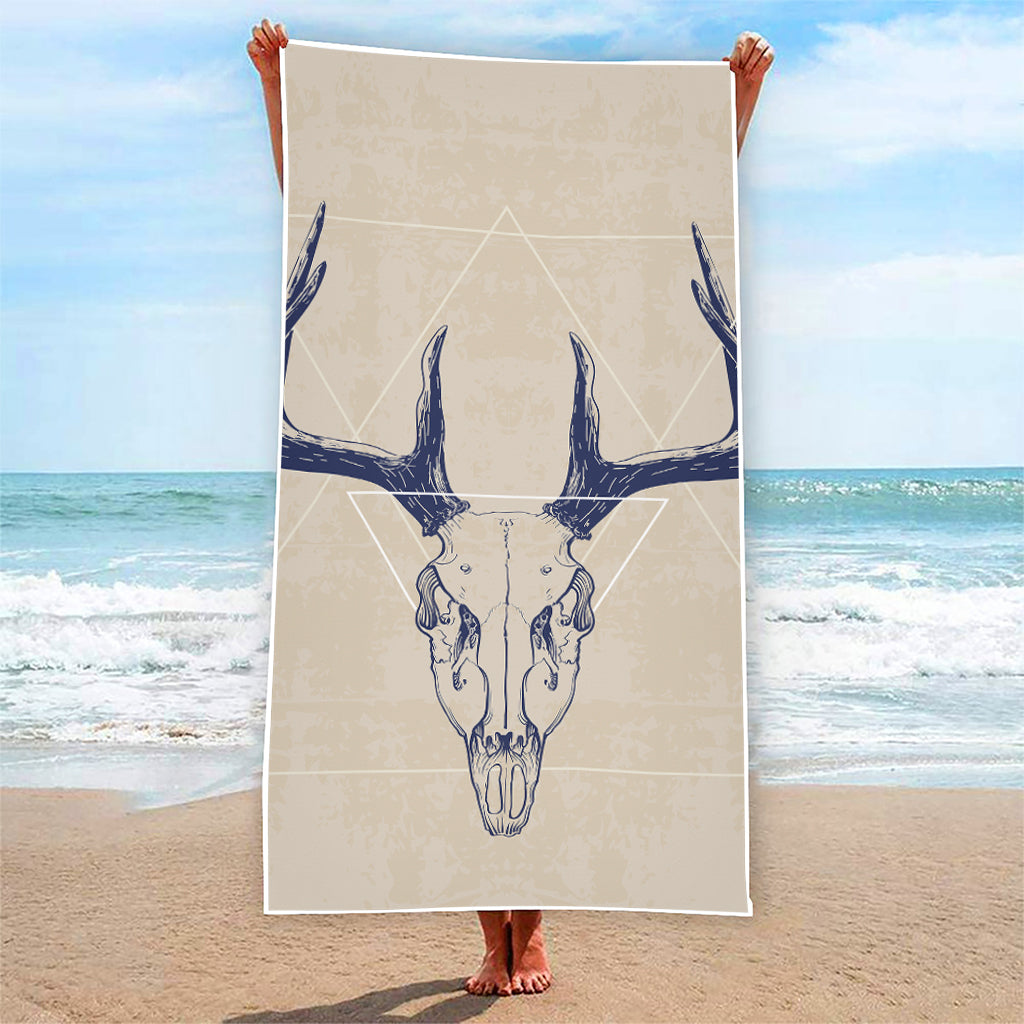 Vintage Deer Skull Print Beach Towel