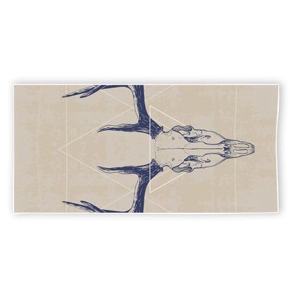Vintage Deer Skull Print Beach Towel