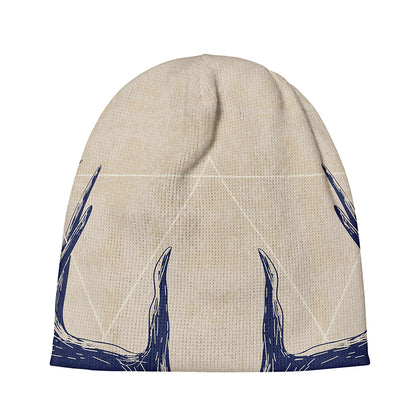 Vintage Deer Skull Print Beanie