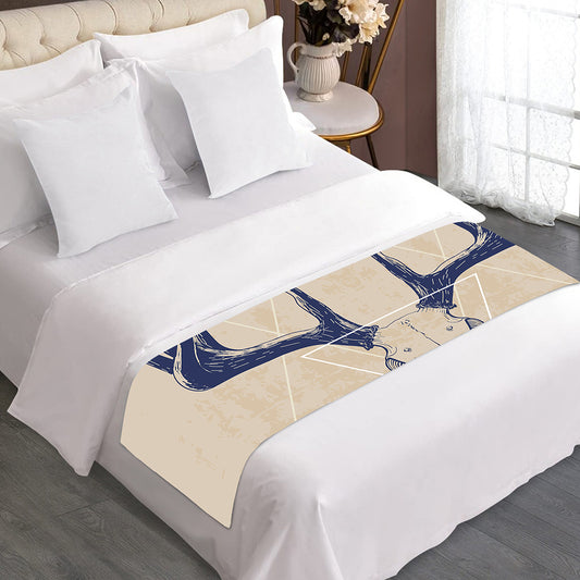 Vintage Deer Skull Print Bed Runner