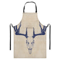 Vintage Deer Skull Print Bib Apron With Pocket