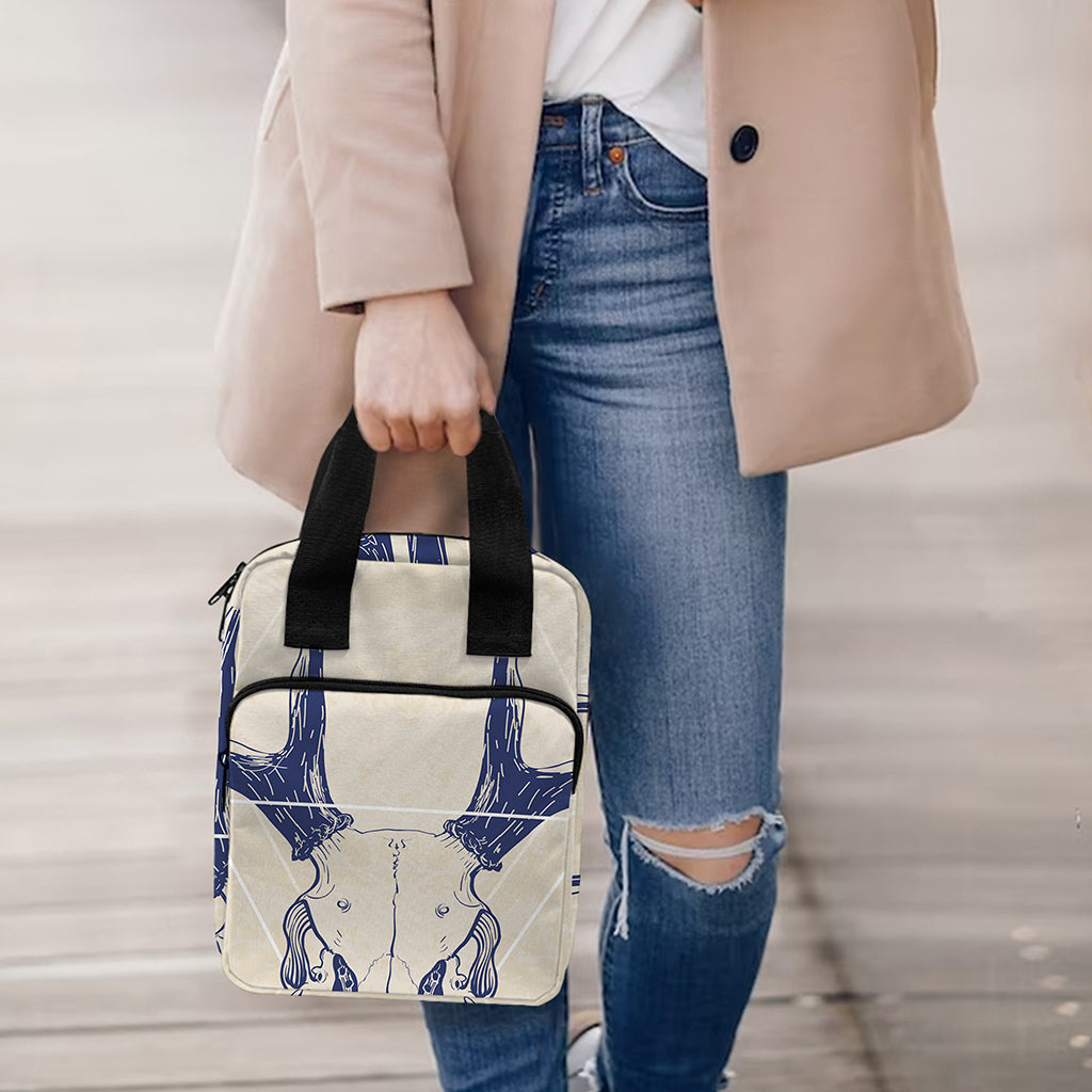 Vintage Deer Skull Print Bible Tote Bag