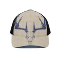 Vintage Deer Skull Print Black Mesh Trucker Hat