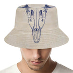 Vintage Deer Skull Print Bucket Hat