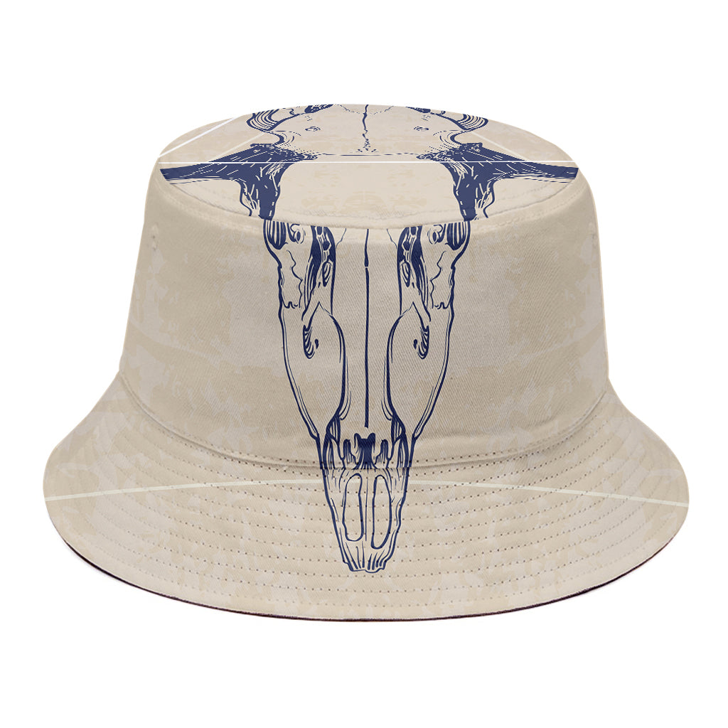 Vintage Deer Skull Print Bucket Hat