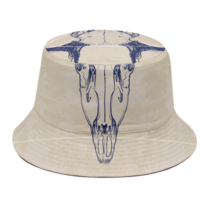 Vintage Deer Skull Print Bucket Hat