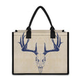 Vintage Deer Skull Print Canvas Tote Bag