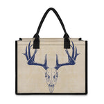 Vintage Deer Skull Print Canvas Tote Bag