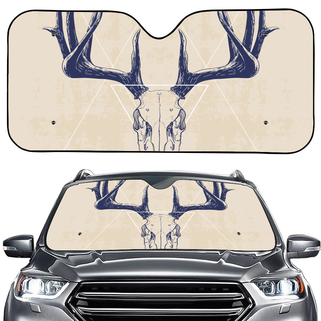 Vintage Deer Skull Print Car Windshield Sun Shade