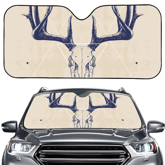 Vintage Deer Skull Print Car Windshield Sun Shade