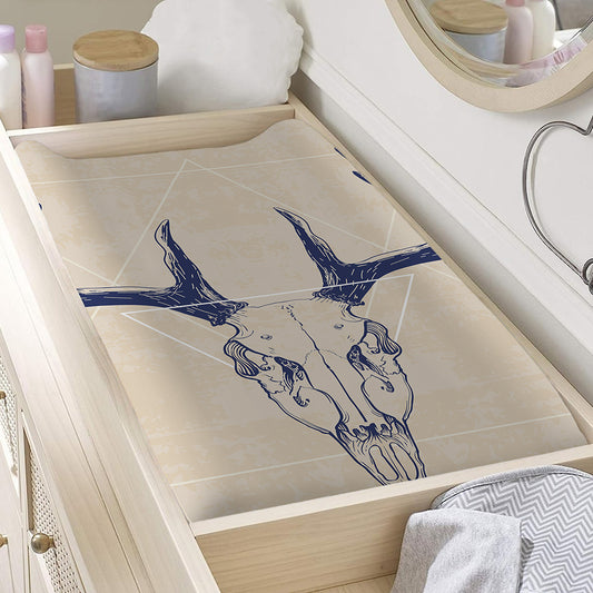 Vintage Deer Skull Print Changing Pad Cover