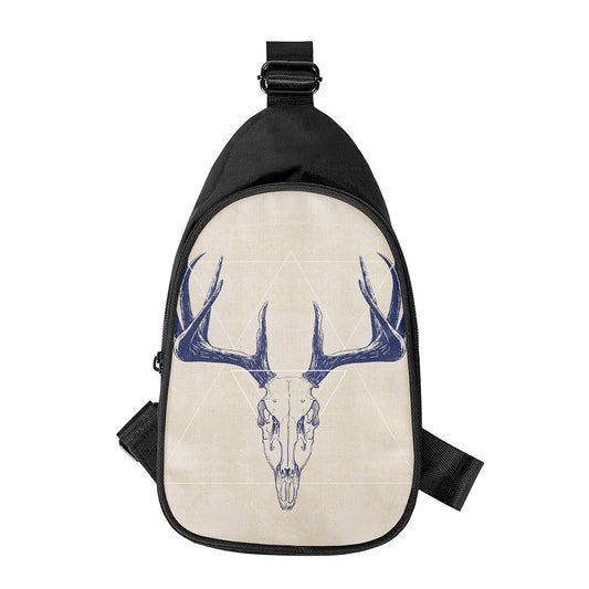 Vintage Deer Skull Print Chest Bag