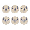 Vintage Deer Skull Print Coaster Set