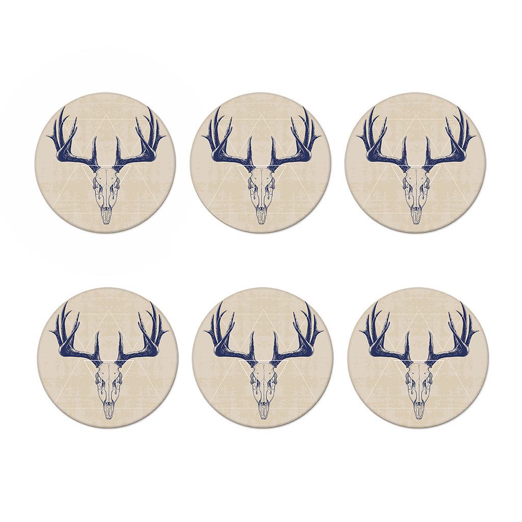 Vintage Deer Skull Print Coaster Set