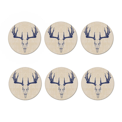 Vintage Deer Skull Print Coaster Set