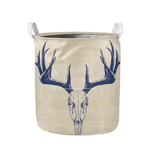 Vintage Deer Skull Print Collapsible Laundry Basket