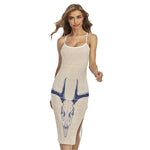 Vintage Deer Skull Print Cross Back Cami Dress