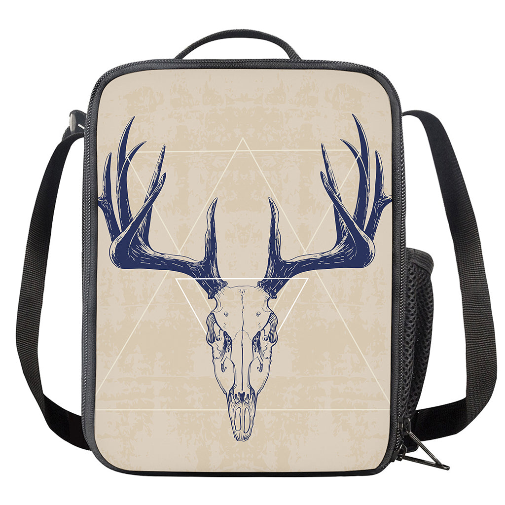 Vintage Deer Skull Print Crossbody Lunch Bag