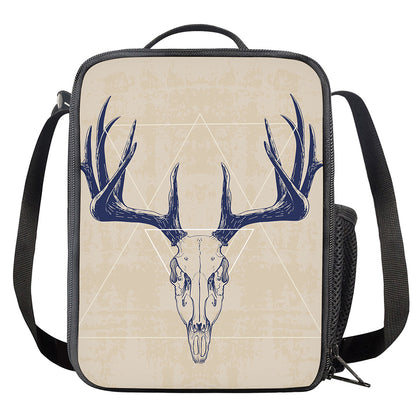 Vintage Deer Skull Print Crossbody Lunch Bag