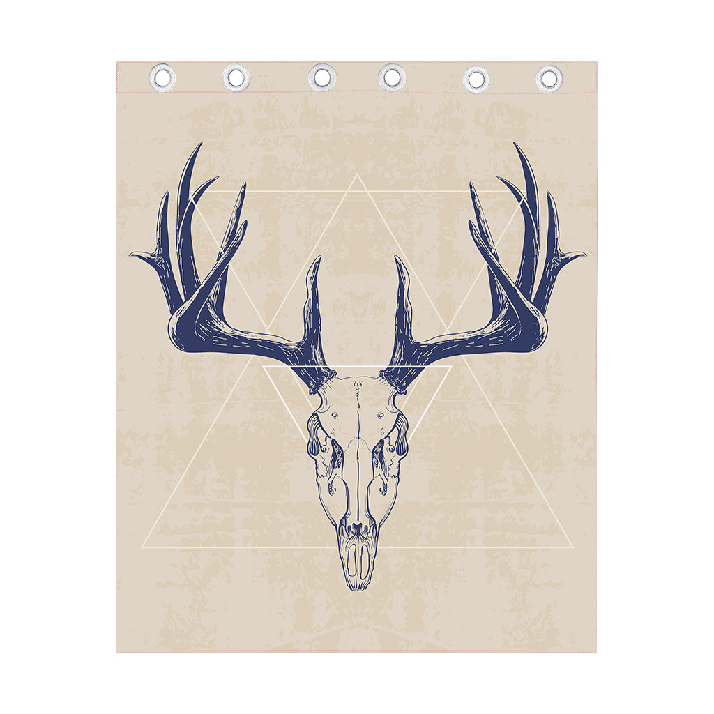 Vintage Deer Skull Print Curtain
