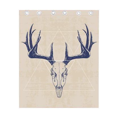 Vintage Deer Skull Print Curtain