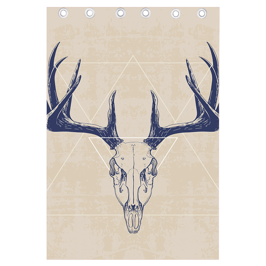 Vintage Deer Skull Print Curtain
