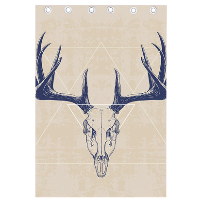 Vintage Deer Skull Print Curtain