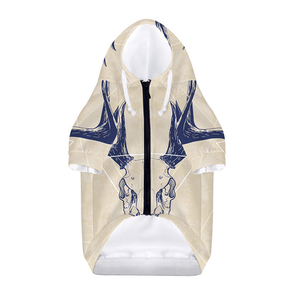 Vintage Deer Skull Print Dog Zip Up Hoodie