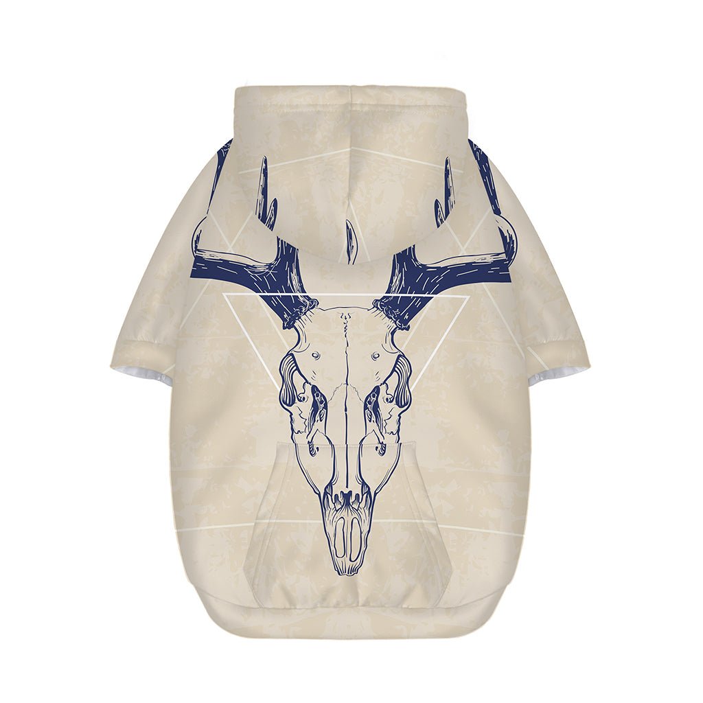 Vintage Deer Skull Print Dog Zip Up Hoodie