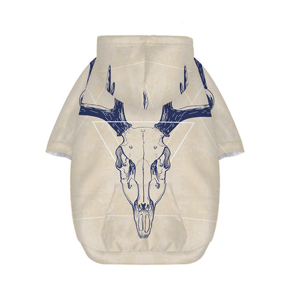 Vintage Deer Skull Print Dog Zip Up Hoodie