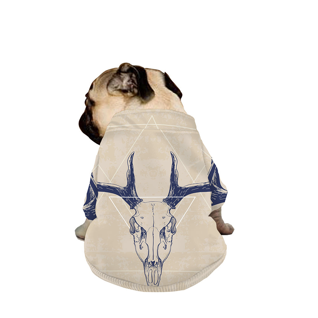 Vintage Deer Skull Print Dog Zip Up Jacket