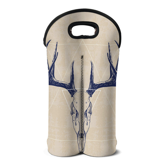Vintage Deer Skull Print Double Neoprene Wine Tote