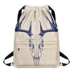 Vintage Deer Skull Print Drawstring Backpack