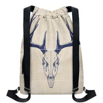 Vintage Deer Skull Print Drawstring Backpack
