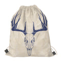 Vintage Deer Skull Print Drawstring Bag