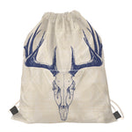 Vintage Deer Skull Print Drawstring Bag