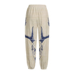 Vintage Deer Skull Print Fleece Lined Knit Pants