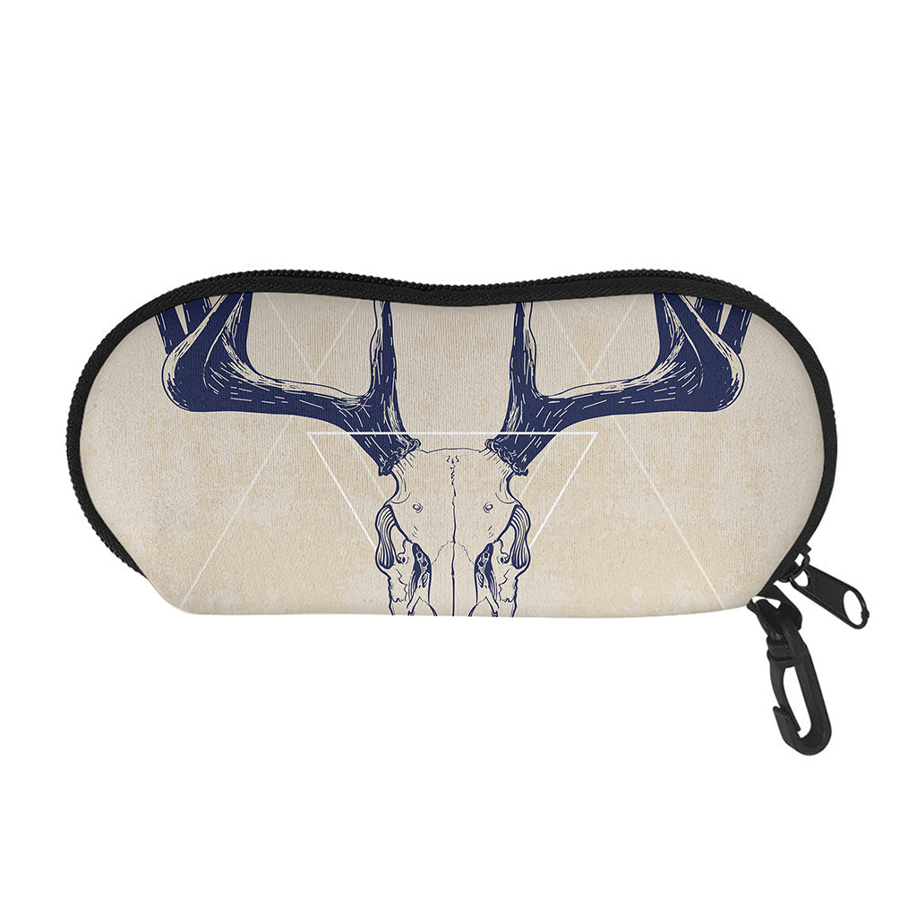 Vintage Deer Skull Print Glasses Case