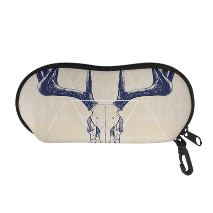 Vintage Deer Skull Print Glasses Case