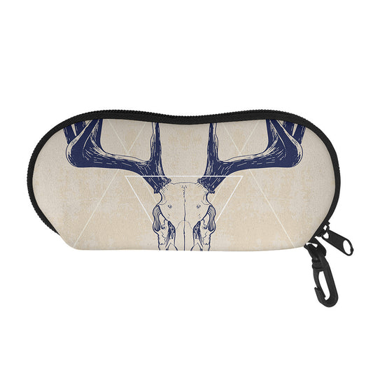 Vintage Deer Skull Print Glasses Case
