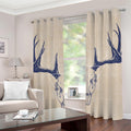 Vintage Deer Skull Print Grommet Curtains