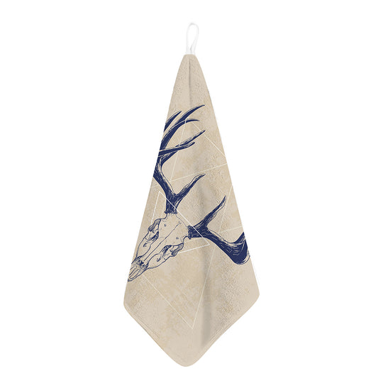 Vintage Deer Skull Print Hand Towel