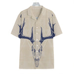 Vintage Deer Skull Print Hawaiian Shirt