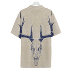 Vintage Deer Skull Print Hawaiian Shirt