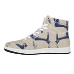 Vintage Deer Skull Print High Top Leather Sneakers