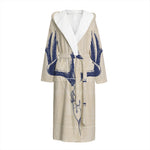 Vintage Deer Skull Print Hooded Bathrobe