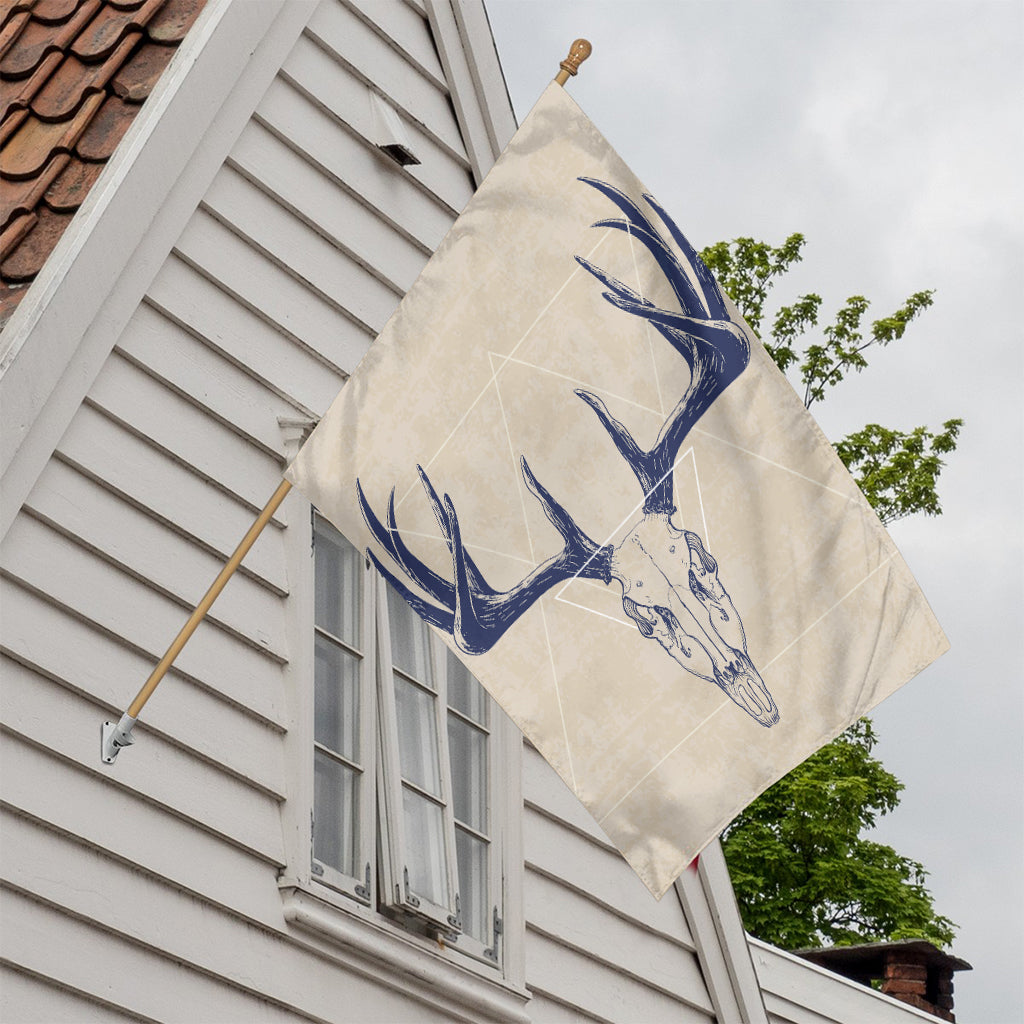 Vintage Deer Skull Print House Flag