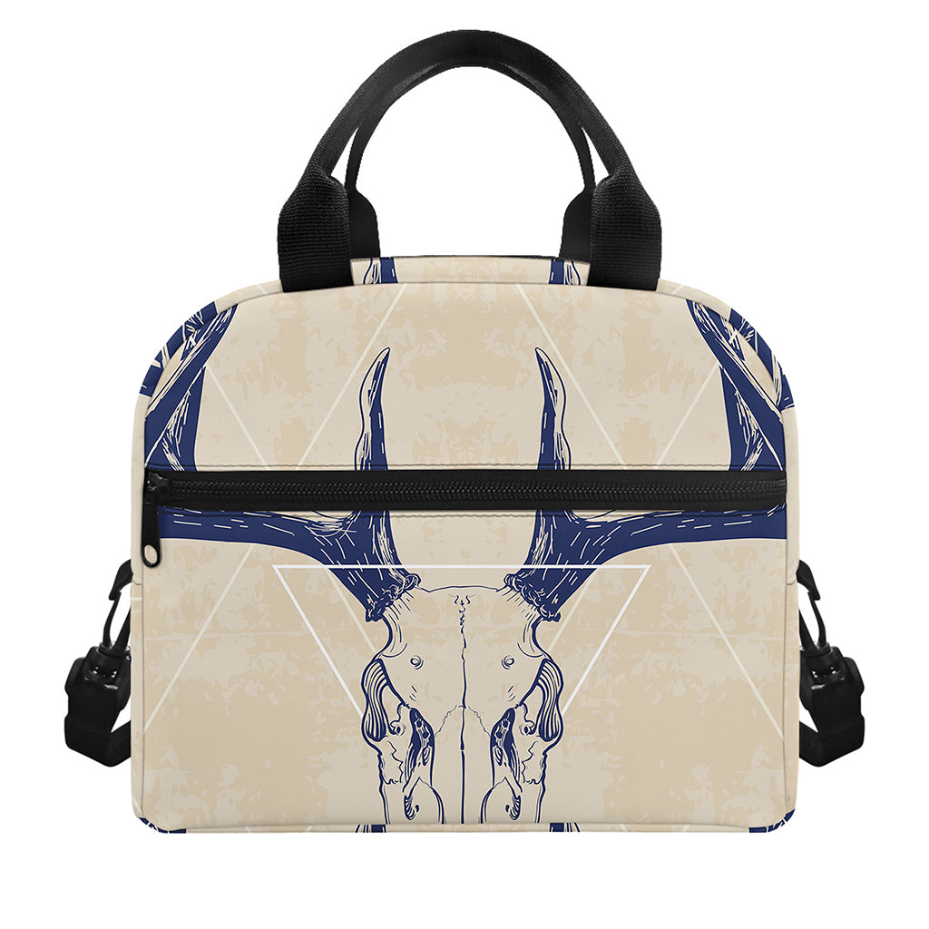 Vintage Deer Skull Print Insulated Lunch Bag